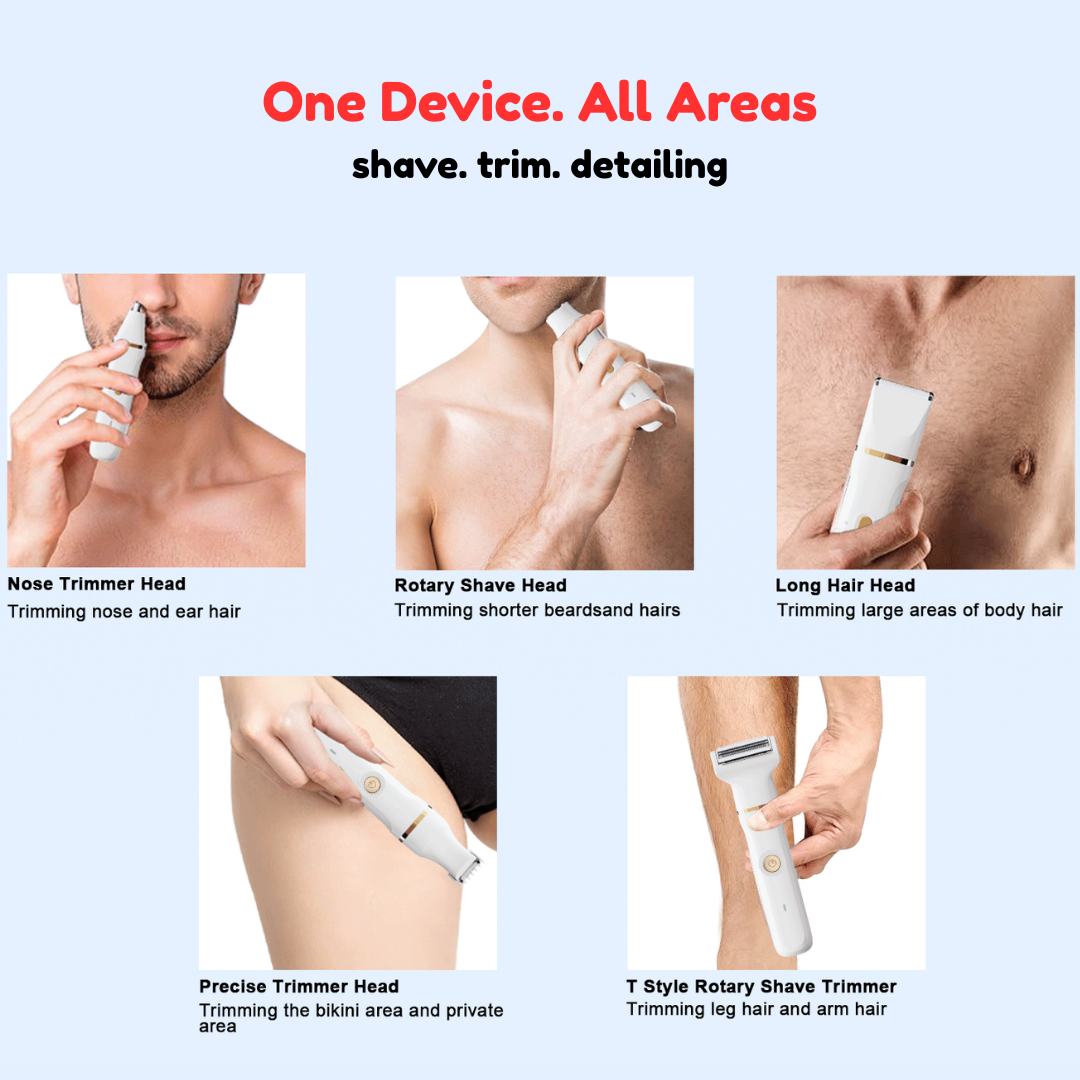 bikini trimmer for women 5 in 1, public hair trimmer, body hair trimmer all in one, electric razor 5 detachable heads, electric shaver for women multi-function, RaysDanc TC017 body hair trimmer