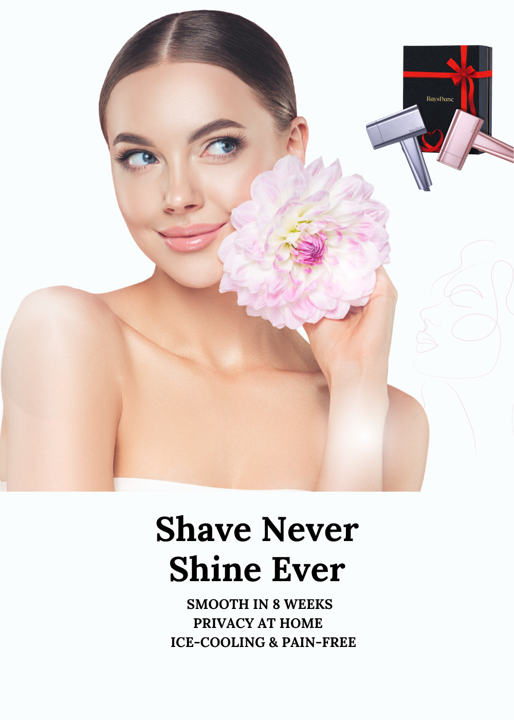 RaysDanc IPL laser hair removal home page, Permanent Hair Removal, remove body face underarms hair permanently at home